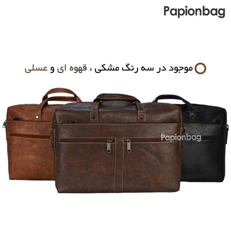 کیف اداری سبک رنگ مشکی قهوه ای عسلی
