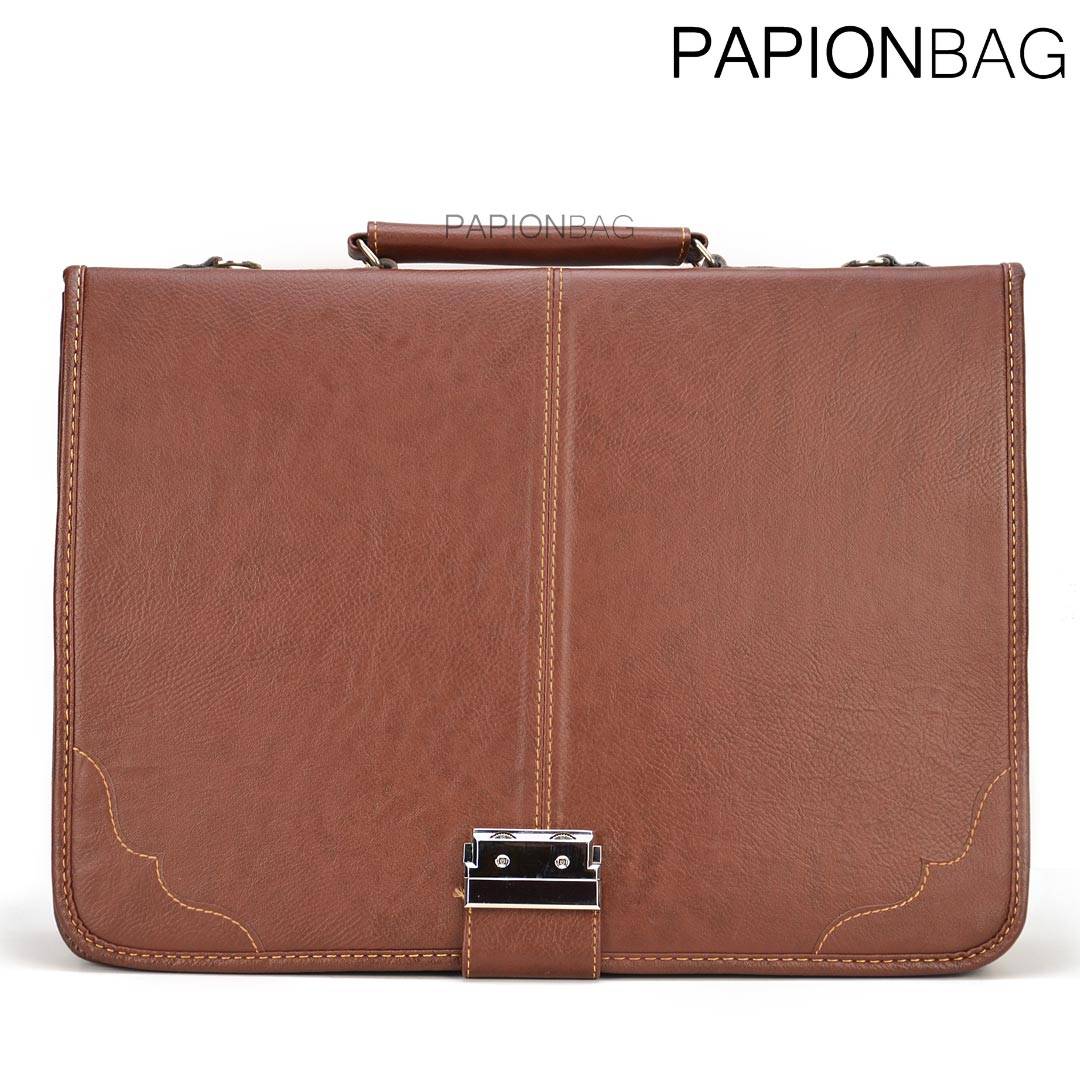 کیف اداری چرم اقتصادی کد 76 تک قفل رمزی رنگ سماقی