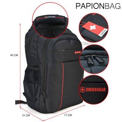 کوله پشتی لپ تاپی swissgear کد 77 به همراه زیپ دوبل