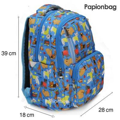 ابعاد کیف مدرسه فانتزی آبی رنگ برزنتی طرح حیوانات کد115