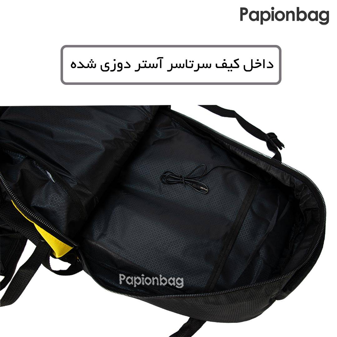 داخل کیف کاملا آستر دوزی شده کوله پشتی کوهنوردی سفری cat