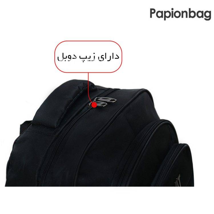 زیپ دوبل کوله پشتی کاترپیلار قیمت مناسب رنگ مشکی