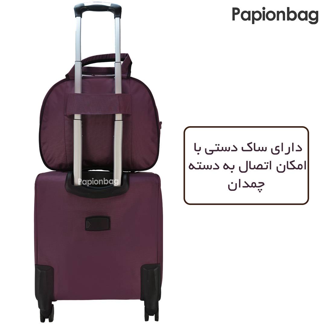 نمای پشت ست چمدان خلبانی و ساک دستی پیرگاردین رنگ بنفش
