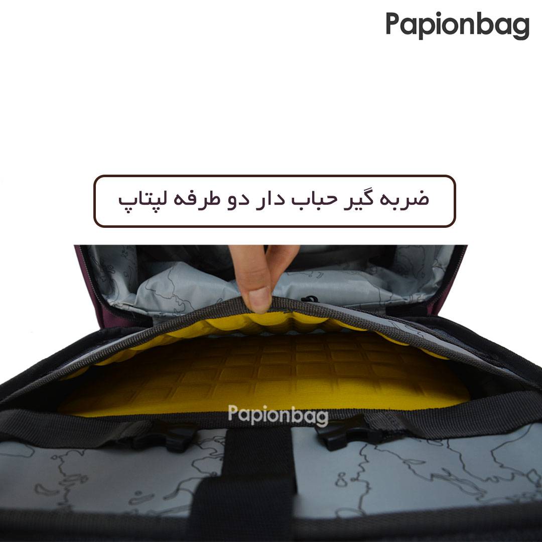 نمای داخل چمدان خلبانی و ساک دستی پیرگاردین رنگ بنفش