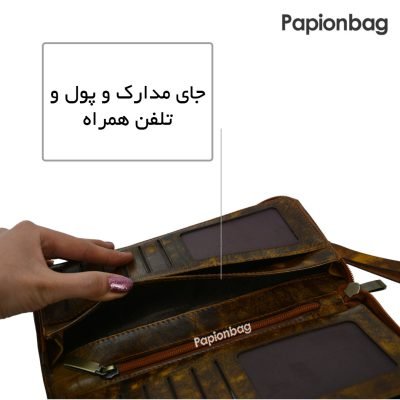 کیف دسته چک چرم طبیعی دست رنگ کد 4 2 کیف دسته چک مدل 4