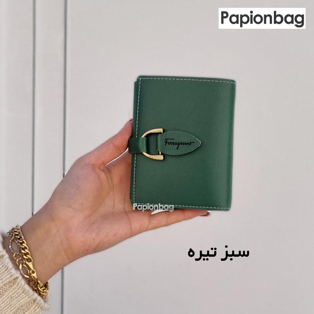 کیف پول دخترانه فراگامو کد 295 سبز تیره