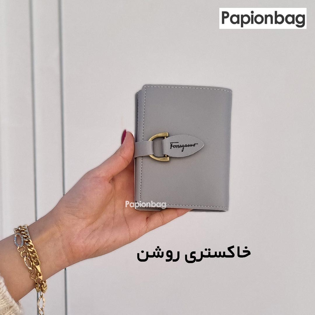 کیف پول دخترانه فراگامو کد 295 رنگ خاکستری روشن