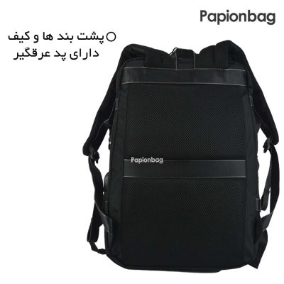 پشت کیف و دسته ها دارای پد تهویه و عرقگیر کوله پشتی لپ تاپ کد 316
