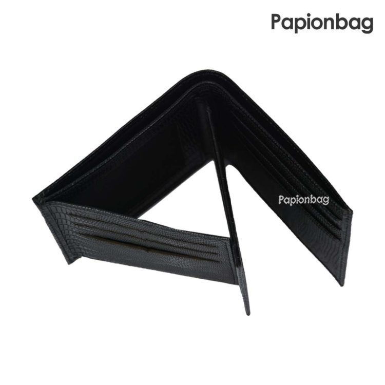 کیف پول جیبی چرم طبیعی طرحدار جعبه دار کد297 (مشکی- عسلی) - Image 2
