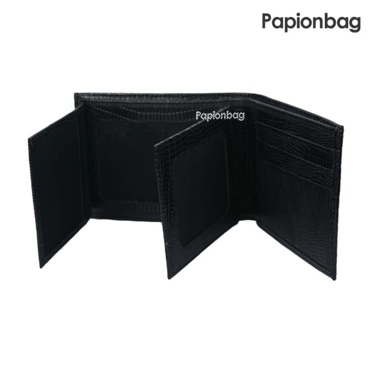 کیف پول جیبی چرم طبیعی طرحدار جعبه دار کد297 (مشکی- عسلی) - Image 5