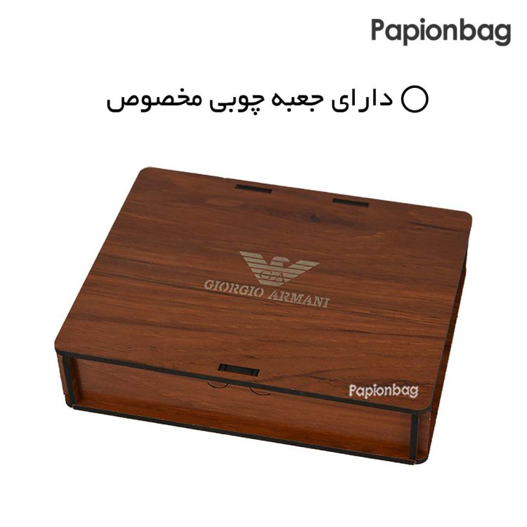 کیف پول جیبی چرم طبیعی طرحدار جعبه دار کد297 (مشکی- عسلی) - Image 7