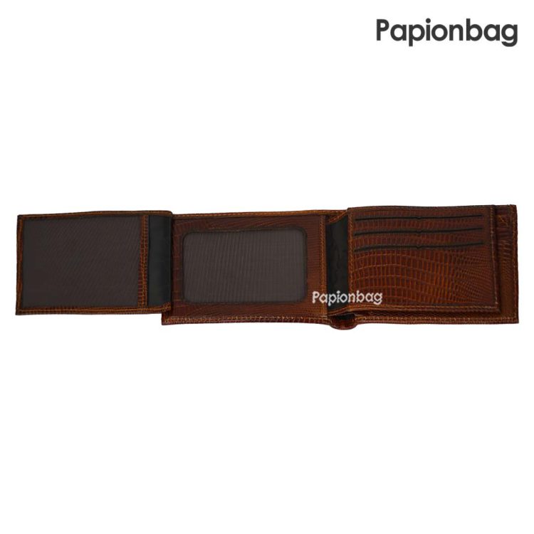 کیف پول جیبی چرم طبیعی طرحدار جعبه دار کد297 (مشکی- عسلی) - Image 11