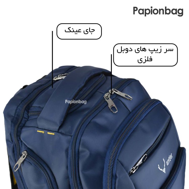 کوله پشتی لپ تاپی آنتلر همراه کاور باران و جیب عینک کد350 - Image 6