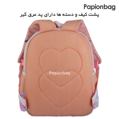 پشت کیف و دسته ها دارای پد تهویه و عرقگیر کوله دخترانه طرح یونیکورن کد 369