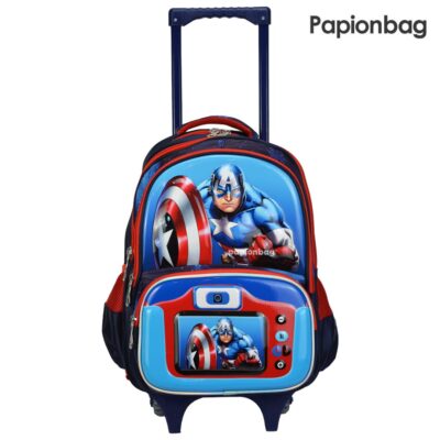 کیف مدرسه پسرانه خارجی کاپیتان آمریکا کد484 4 کوله به همراه چرخ کد 484