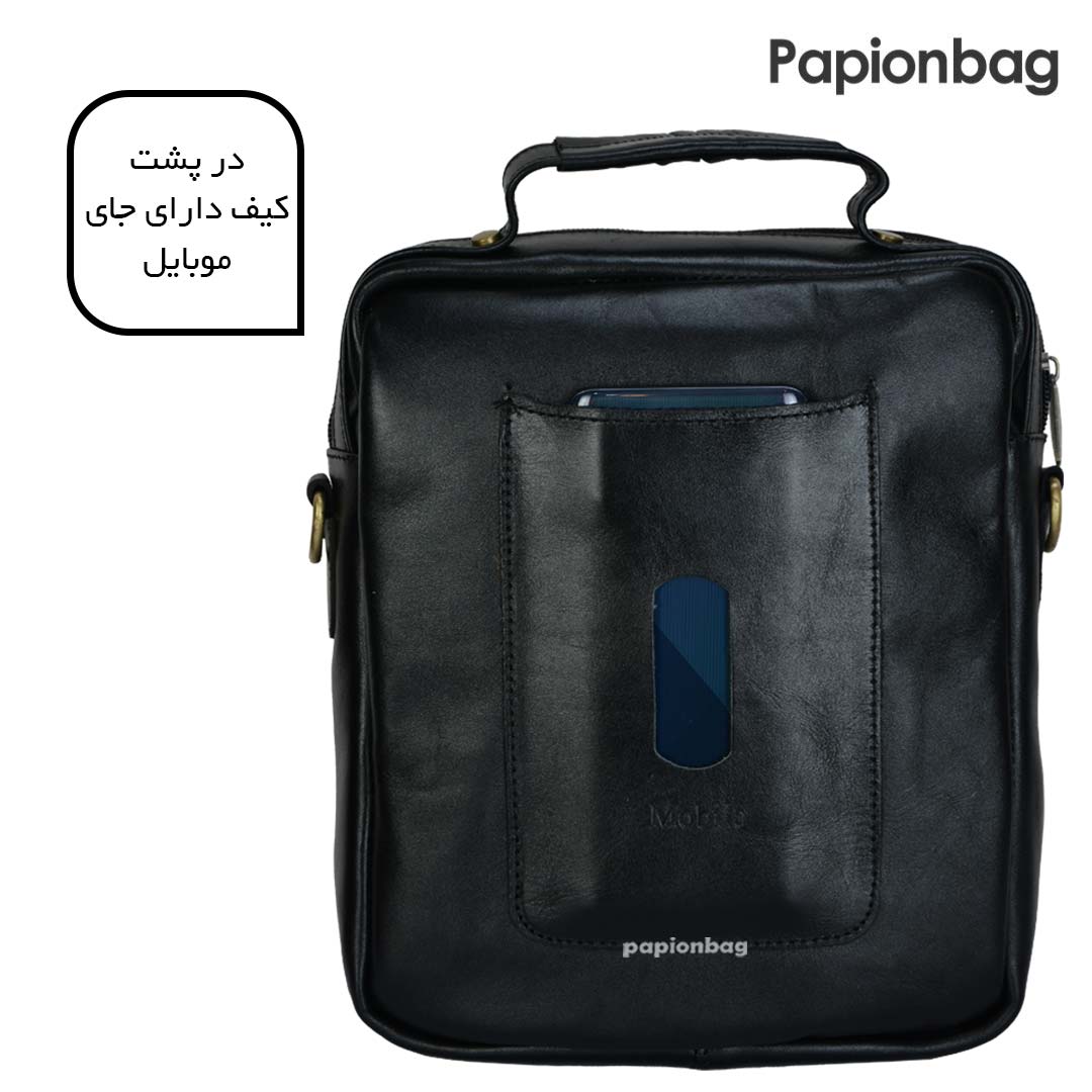 جای موبایل کیف دوشی مردانه چرم طبیعی کد 646