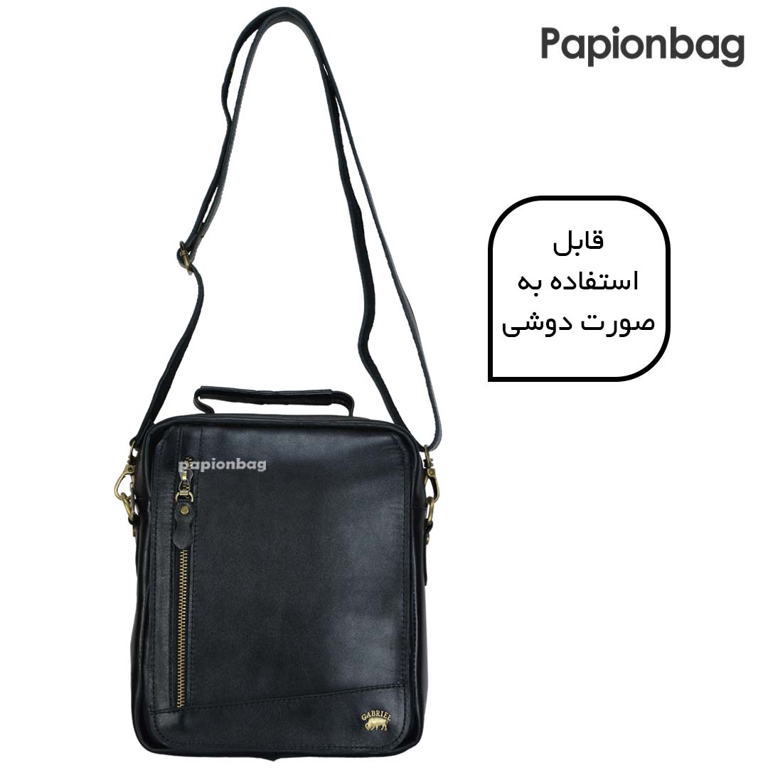 بند شانه ای قابل تنظیم کیف دوشی مردانه چرم طبیعی کد 646