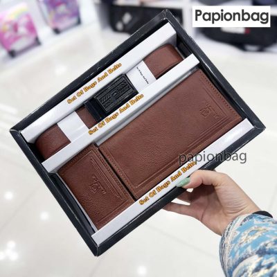 ست مردانه 3تیکه (کمربند+ کیف‌پول+جاکارتی) لاکچری کد734