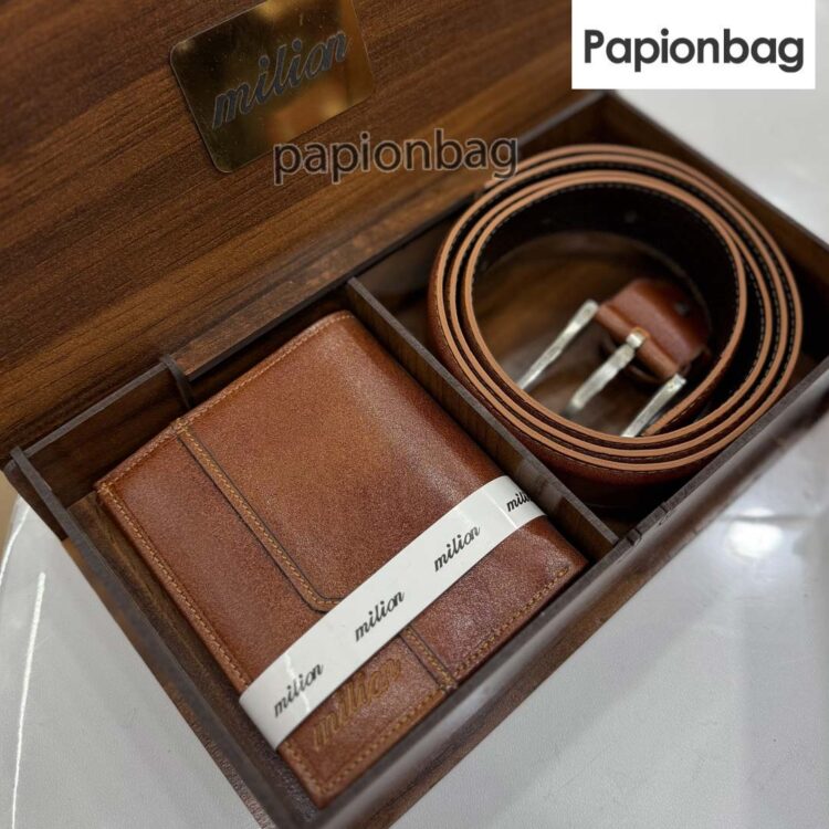 ست کمربند و کیف پول مردانه چرم طبیعی کد730 - Image 2