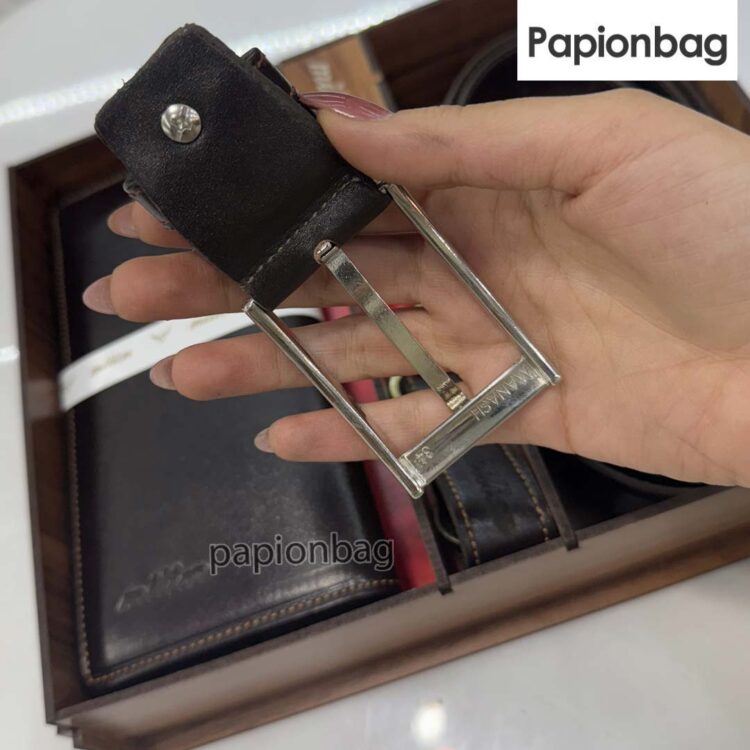 ست 3تیکه چرم طبیعی مردانه (کیف پول، کمربند، سرکلیدی) کد731 - Image 9