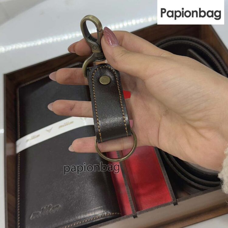 ست 3تیکه چرم طبیعی مردانه (کیف پول، کمربند، سرکلیدی) کد731 - Image 12