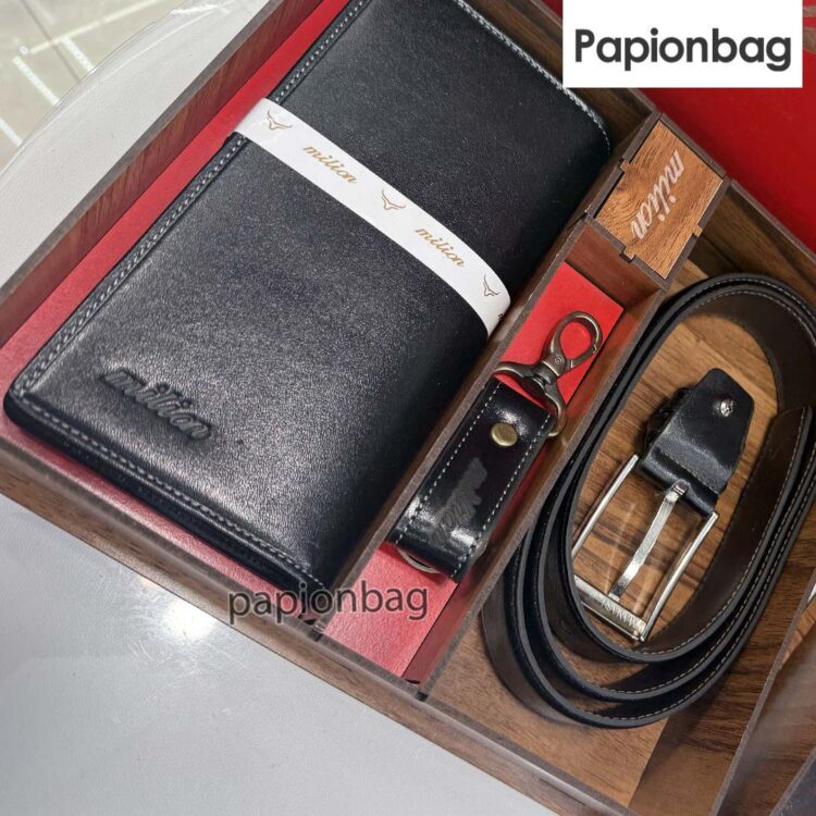 ست 3تیکه چرم طبیعی مردانه (کیف پول، کمربند، سرکلیدی) کد731 - Image 18