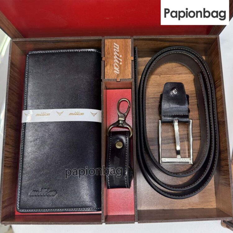 ست 3تیکه چرم طبیعی مردانه (کیف پول، کمربند، سرکلیدی) کد731 - Image 6