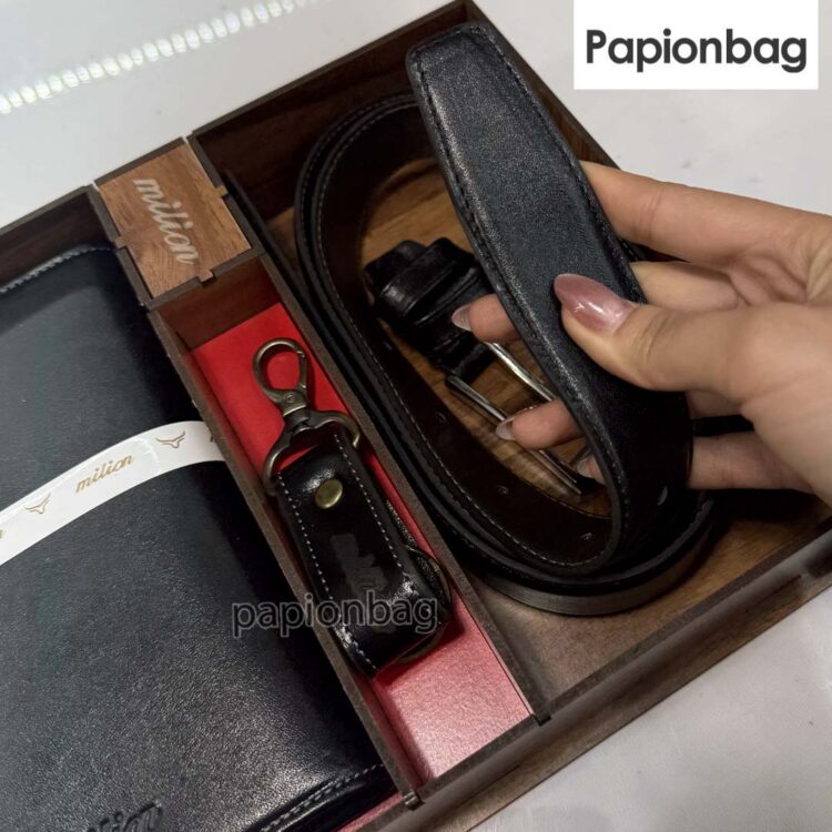 ست 3تیکه چرم طبیعی مردانه (کیف پول، کمربند، سرکلیدی) کد731 - Image 21