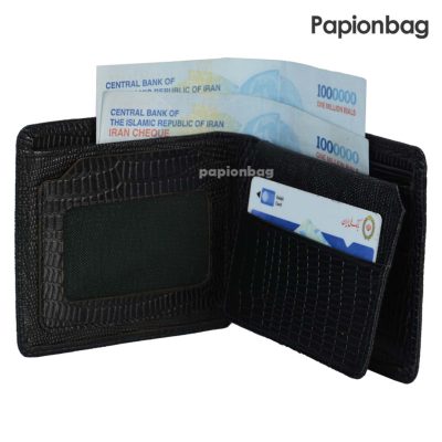 کیف پول مردانه چرم طبیعی با جعبه چوبی کادویی کد846 1 جای کارت کیف پول کد 846