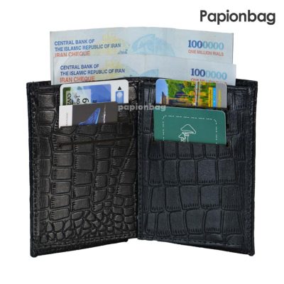 کیف پول و سرکلیدی چرم طبیعی با جعبه چوبی کادویی کد844 1 جای کارت کیف پول کد 844