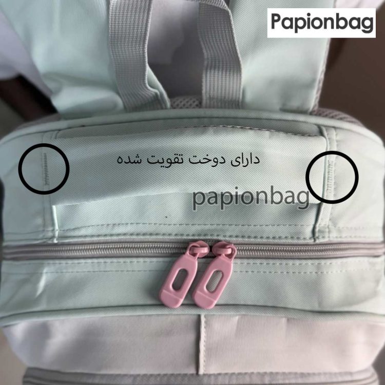 دوخت تقویت شده در محل اتصالات کوله پشتی دخترانه وارداتی کد 934
