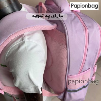 کیف مدرسه کرومی و ملودی نگین دار اعلاء کد961 6 پد تعهویه در پشت کیف کزومی و ملودی دخترانه نگین دار کد 961