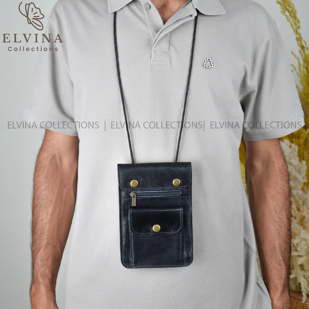 Premium genuine leather neck passport bag993 9