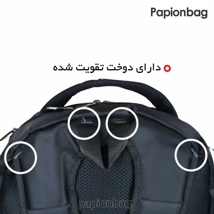 دوخت های تقویت شده در محل اتصالات کوله پشتی لپتاپی لکسوس کد 1099