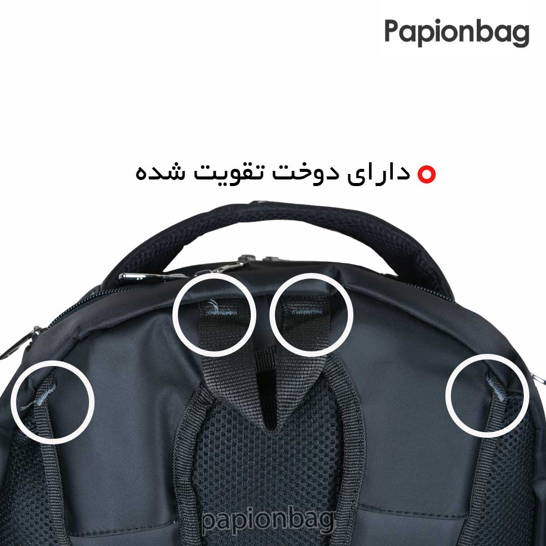 دوخت های تقویت شده در محل اتصالات کوله پشتی لپتاپی لکسوس کد 1099