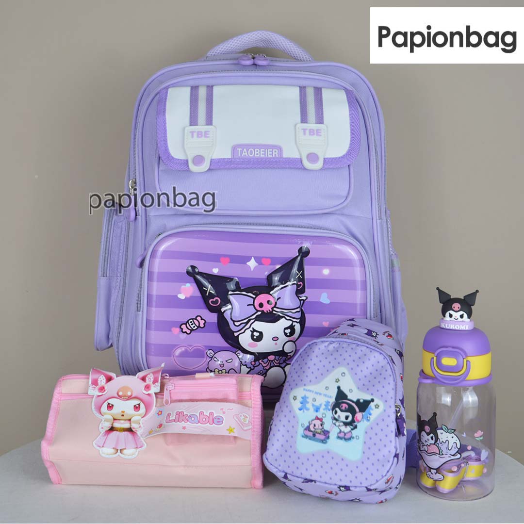 kuromi girls set of school bag flask body bag and water bottle1113