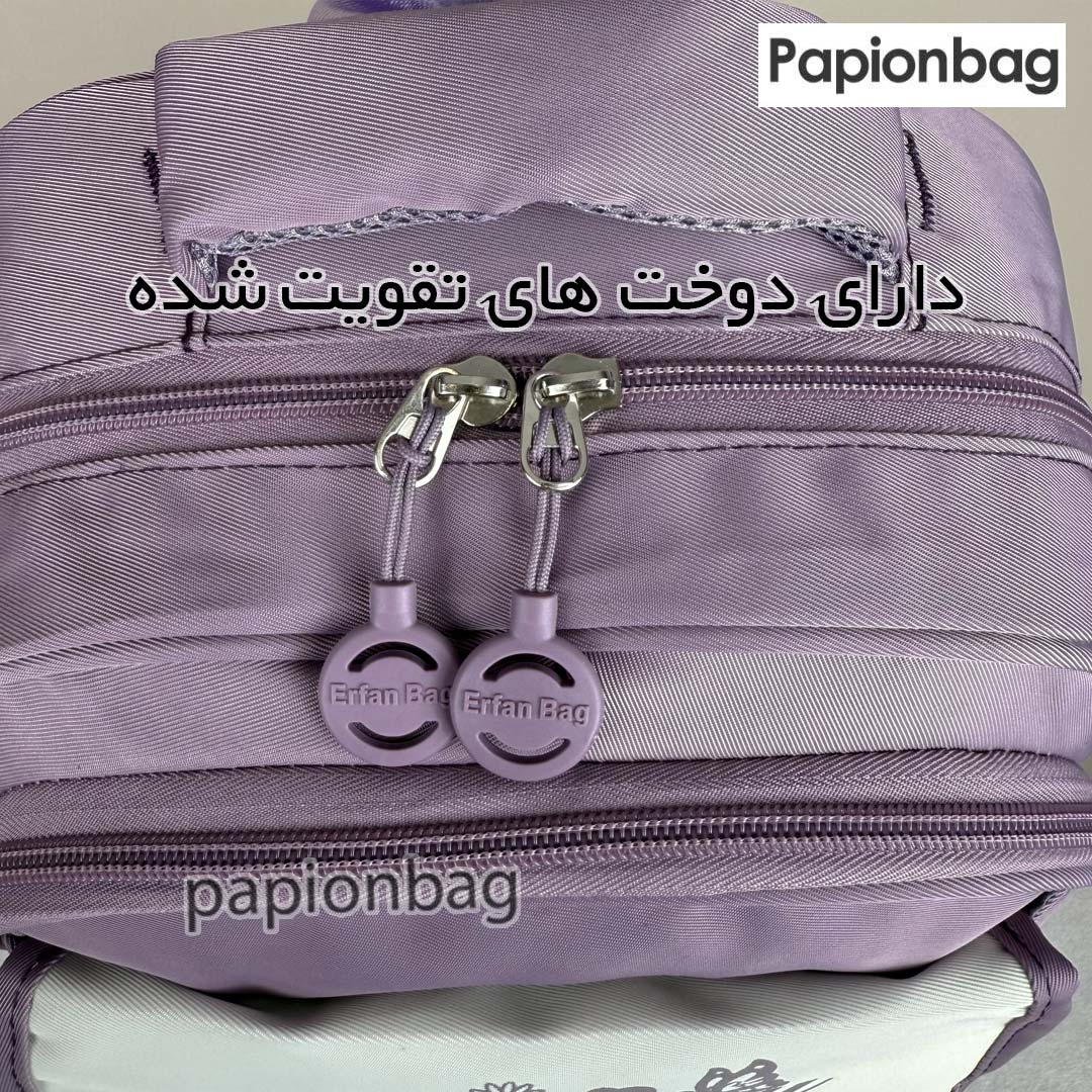 دوخت تقویت شده در محل اتصال دسته کیف مدرسه دخترانه کرومی کد 1185