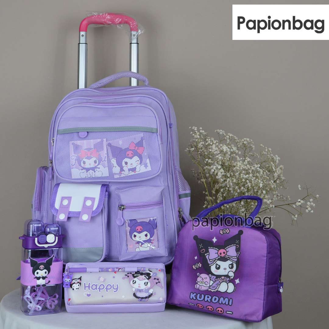 Set of imported wheeled bag suitcase bottle and food container bag Kuromi lilac 2