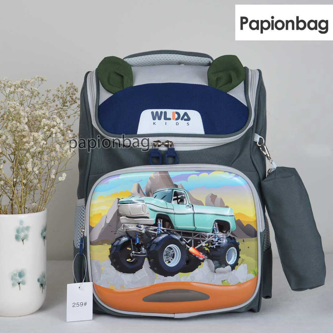 Imported boys backpack with car design and a zipper 2