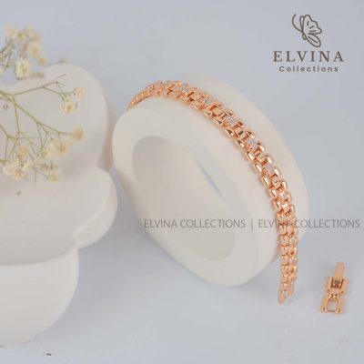 دستبند طرح رولکس نگین‌دار ژوپینگ اصل(Xuping)