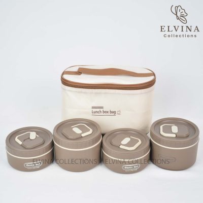 ست ظرف غذا 4 تیکه استیل به همراه کیف عایق کد 1297