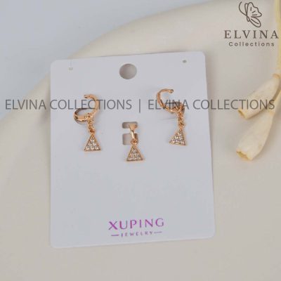 نیم ست (گوشواره، پلاک) ژوپینگ اصل Xuping طرح مثلث نگین دار