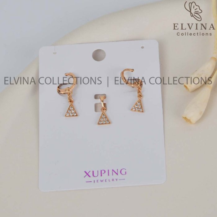 نیم ست (گوشواره، پلاک) ژوپینگ اصل Xuping طرح مثلث نگین دار - Image 5