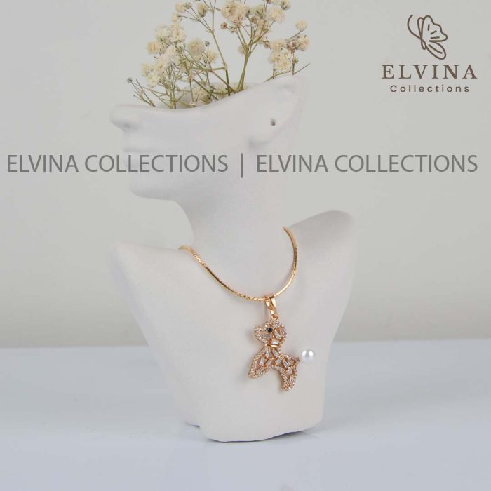 پلاک طرح سگ نگینی دم مرواریدی برند Xuping - Image 3