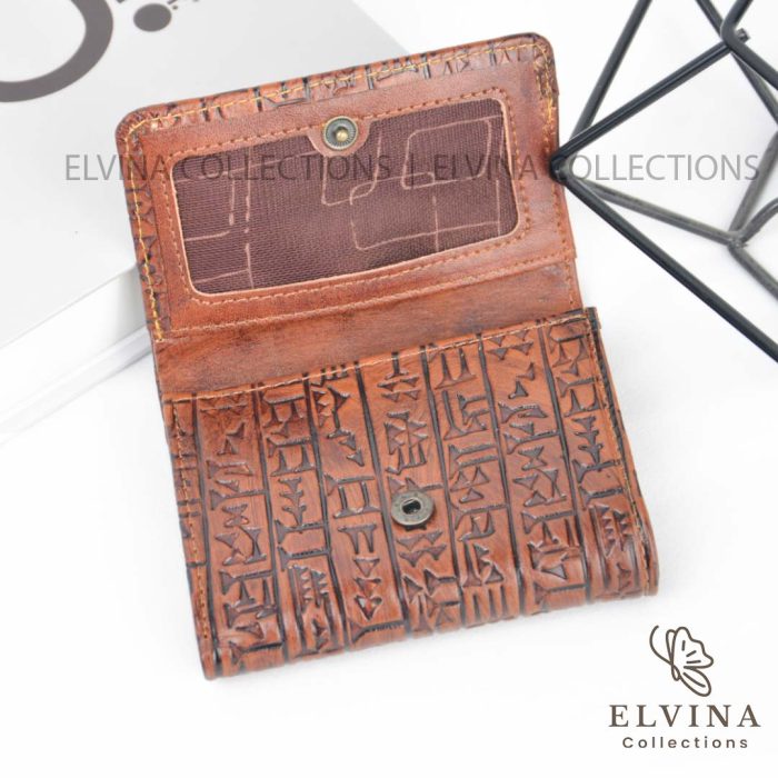 کیف پول چرم طبیعی طرح خط میخی کد 1448 - Image 2
